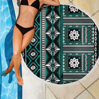 Fiji Masi Tapa Pattern Teal Beach Blanket - Polynesian Pride