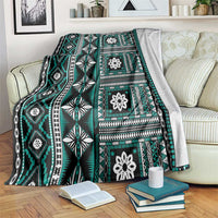 Fiji Masi Tapa Pattern Teal Blanket - Polynesian Pride