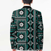 Fiji Masi Tapa Pattern Teal Blazer - Polynesian Pride