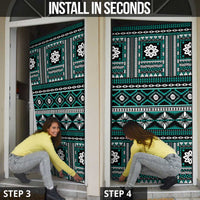Fiji Masi Tapa Pattern Teal Door Cover LT01 - Polynesian Pride