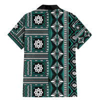 Fiji Masi Tapa Pattern Teal Family Matching Mermaid Dress and Hawaiian Shirt - Polynesian Pride