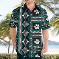 Fiji Masi Tapa Pattern Teal Hawaiian Shirt - Polynesian Pride