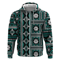 Fiji Masi Tapa Pattern Teal Hoodie - Polynesian Pride