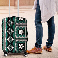 Fiji Masi Tapa Pattern Teal Luggage Cover - Polynesian Pride