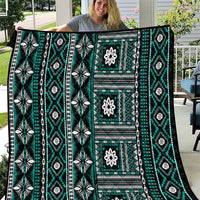 Fiji Masi Tapa Pattern Teal Quilt - Polynesian Pride