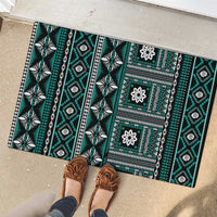 Fiji Masi Tapa Pattern Teal Rubber Doormat - Polynesian Pride