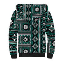 Fiji Masi Tapa Pattern Teal Sherpa Hoodie - Polynesian Pride