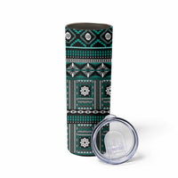 Fiji Masi Tapa Pattern Teal Skinny Tumbler LT01 - Polynesian Pride