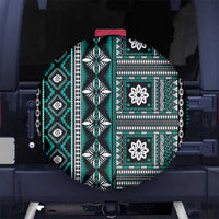 Fiji Masi Tapa Pattern Teal Spare Tire Cover LT01 No hole Teal - Polynesian Pride