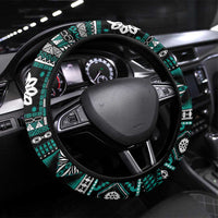 Fiji Masi Tapa Pattern Teal Steering Wheel Cover LT01 Universal Fit Teal - Polynesian Pride