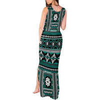 Fiji Masi Tapa Pattern Teal Tank Maxi Dress LT01 - Polynesian Pride