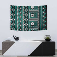 Fiji Masi Tapa Pattern Teal Tapestry - Polynesian Pride