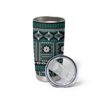 Fiji Masi Tapa Pattern Teal Tumbler Cup - Polynesian Pride