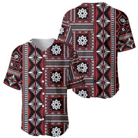 Fiji Masi Tapa Pattern Red Baseball Jersey - Polynesian Pride