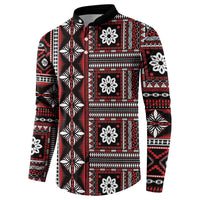 Fiji Masi Tapa Pattern Red Button Sweatshirt - Polynesian Pride