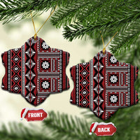 Fiji Masi Tapa Pattern Red Ceramic Ornament - Polynesian Pride