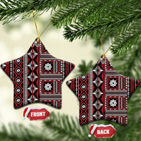 Fiji Masi Tapa Pattern Red Ceramic Ornament - Polynesian Pride