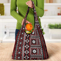 Fiji Masi Tapa Pattern Red Grocery Bag - Polynesian Pride