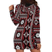 Fiji Masi Tapa Pattern Red Hoodie Dress LT01 - Polynesian Pride