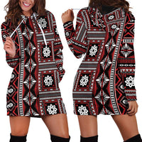 Fiji Masi Tapa Pattern Red Hoodie Dress LT01 - Polynesian Pride