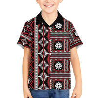 Fiji Masi Tapa Pattern Red Kid Hawaiian Shirt - Polynesian Pride