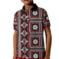 Fiji Masi Tapa Pattern Red Kid Polo Shirt - Polynesian Pride
