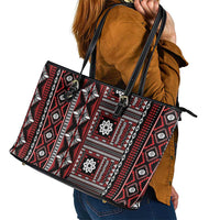 Fiji Masi Tapa Pattern Red Leather Tote Bag - Polynesian Pride