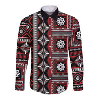 Fiji Masi Tapa Pattern Red Long Sleeve Button Shirt - Polynesian Pride
