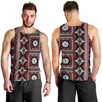 Fiji Masi Tapa Pattern Red Men Tank Top - Polynesian Pride