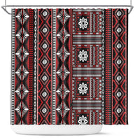 Fiji Masi Tapa Pattern Red Shower Curtain - Polynesian Pride