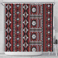 Fiji Masi Tapa Pattern Red Shower Curtain - Polynesian Pride