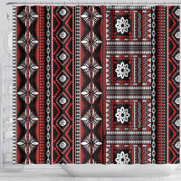 Fiji Masi Tapa Pattern Red Shower Curtain - Polynesian Pride