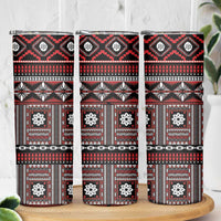Fiji Masi Tapa Pattern Red Skinny Tumbler LT01 - Polynesian Pride