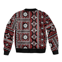 Fiji Masi Tapa Pattern Red Sleeve Zip Bomber Jacket - Polynesian Pride