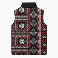 Fiji Masi Tapa Pattern Red Sleeveless Puffer Jacket - Polynesian Pride