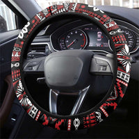 Fiji Masi Tapa Pattern Red Steering Wheel Cover - Polynesian Pride