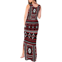 Fiji Masi Tapa Pattern Red Tank Maxi Dress - Polynesian Pride