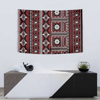 Fiji Masi Tapa Pattern Red Tapestry - Polynesian Pride