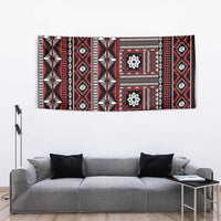 Fiji Masi Tapa Pattern Red Tapestry - Polynesian Pride