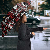 Fiji Masi Tapa Pattern Red Umbrella - Polynesian Pride