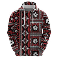 Fiji Masi Tapa Pattern Red Zip Hoodie - Polynesian Pride