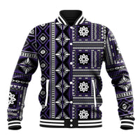 Fiji Masi Tapa Pattern Purple Baseball Jacket LT01 Unisex Purple - Polynesian Pride