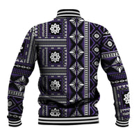 Fiji Masi Tapa Pattern Purple Baseball Jacket LT01 - Polynesian Pride