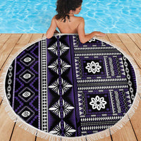 Fiji Masi Tapa Pattern Purple Beach Blanket - Polynesian Pride