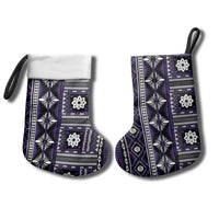 Fiji Masi Tapa Pattern Purple Christmas Stocking - Polynesian Pride