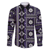 Fiji Masi Tapa Pattern Purple Family Matching Short Sleeve Bodycon Dress and Hawaiian Shirt - Polynesian Pride