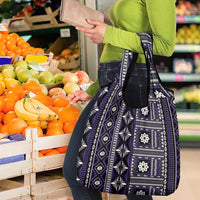 Fiji Masi Tapa Pattern Purple Grocery Bag - Polynesian Pride