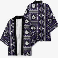 Fiji Masi Tapa Pattern Purple Kimono - Polynesian Pride