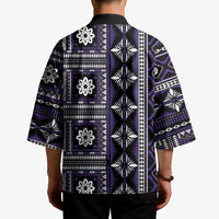 Fiji Masi Tapa Pattern Purple Kimono - Polynesian Pride
