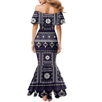 Fiji Masi Tapa Pattern Purple Mermaid Dress - Polynesian Pride